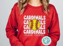 Load image into Gallery viewer, Clark County Cardinals Softball T-shirt, sweatshirt, Adult, CARDS, cardinals game day, Clark County, Cardinals, School spirit shirt