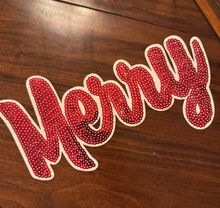 Load image into Gallery viewer, Merry cursive sequin patch, DIY, Christmas patch