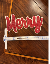 Load image into Gallery viewer, Merry cursive sequin patch, DIY, Christmas patch