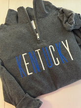 Load image into Gallery viewer, Kentucky embroidered Pullover | Quarter Zip sweatshirt| KY quarter zip | Pullover Sweatshirt | 1/4 zip| Embroidered