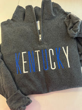 Load image into Gallery viewer, Kentucky embroidered Pullover | Quarter Zip sweatshirt| KY quarter zip | Pullover Sweatshirt | 1/4 zip| Embroidered
