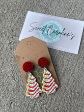 Load image into Gallery viewer, Christmas tree cake dangle earrings