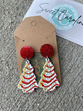 Load image into Gallery viewer, Christmas tree cake dangle earrings