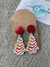 Load image into Gallery viewer, Christmas tree cake dangle earrings