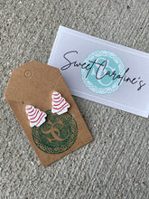 Load image into Gallery viewer, Christmas cake earrings, Snack cake earring, Christmas gift, stocking stuffer, gift exchange, Christmas cake earring, Holiday party earrings