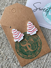 Load image into Gallery viewer, Christmas cake earrings, Snack cake earring, Christmas gift, stocking stuffer, gift exchange, Christmas cake earring, Holiday party earrings