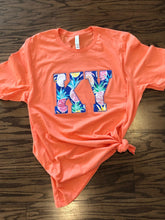Load image into Gallery viewer, Custom state shirt, ANY state, KY t shirt , Adult, Youth, Coral, Kentucky shirt, Kentucky State shirt, Applique, Pineapple, Summer, spring