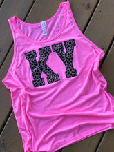Load image into Gallery viewer, Custom ANY state leopard tank, State Tank top, Adult, Youth, Hot pink, Neon pink, Kentucky State shirt, Cheetah,Leopard,animal