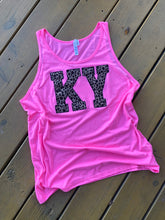 Load image into Gallery viewer, Custom ANY state leopard tank, State Tank top, Adult, Youth, Hot pink, Neon pink, Kentucky State shirt, Cheetah,Leopard,animal