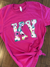 Load image into Gallery viewer, Kentucky floral tshirt, Applique, Floral, spring, summer, Berry, Bella Canvas