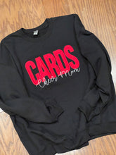 Load image into Gallery viewer, Cardinals sweatshirt, Adult, Youth, Toddler CARDS, sweatshirt, Cheer Mom, sweatshirt, sweatshirt, Applique, Cardinals, CHEER