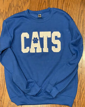 Load image into Gallery viewer, CATS embroidered sweatshirt, Adult, Youth, Toddler, Kentucky shirt, Kentucky shirt,Applique, Paw print, Wildcats school spirit shirt