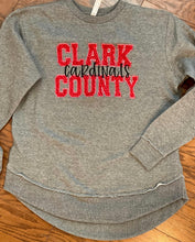 Load image into Gallery viewer, Cardinals sweatshirt | Custom School Spirit sweatshirt | Women’s oversized sweatshirt | Clark County| Embroidered sweatshirt | Mascot
