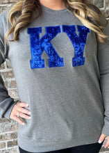 Load image into Gallery viewer, Custom State embroidered sweatshirt| State abbreviation| KY sweatshirt | velour | State Shirt | Adult Toddler Youth Kids|Kentucky sweatshirt