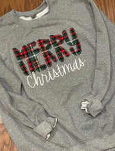 Load image into Gallery viewer, Merry Christmas sweatshirt- Kentucky Christmas, Plaid, Womens, Youth, Kids, Toddler, Applique, Christmas shirt, Christmas sweatshirt,