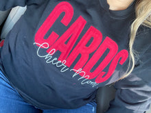 Load image into Gallery viewer, Cardinals sweatshirt, Adult, Youth, Toddler CARDS, sweatshirt, Cheer Mom, sweatshirt, sweatshirt, Applique, Cardinals, CHEER