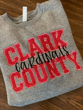 Load image into Gallery viewer, Cardinals sweatshirt | Custom School Spirit sweatshirt | Women’s oversized sweatshirt | Clark County| Embroidered sweatshirt | Mascot