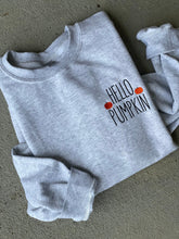 Load image into Gallery viewer, Hello Pumpkin Sweatshirt| Pumpkin spice |Fall Sweatshirt |Autumn shirt  | Embroidered | Pumpkin shirt | Fall Y’all| Thanksgiving sweater