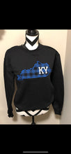 Load image into Gallery viewer, Kentucky Blue Buffalo plaid sweatshirt, Adult, Youth, Toddler,Ky sweatshirt, Kentucky shirt, Kentucky sweatshirt, Embroidered