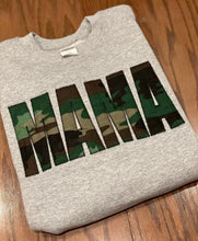 Load image into Gallery viewer, Mama Embroidered Camo Applique Sweatshirt | Mama Crewneck, Gift for Mom, Personalized Mama Shirt