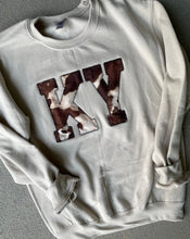 Load image into Gallery viewer, Crewneck State Sweatshirt | Custom ANY state| Kentucky sweatshirt| KY sweatshirt | brown cow print  | State Shirt | Adult Toddler Youth Kids