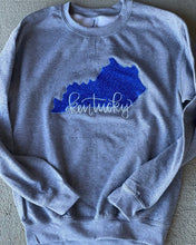 Load image into Gallery viewer, Kentucky state sweatshirt, Adult, Youth, Toddler UK sweatshirt, Ky sweatshirt, Kentucky shirt, Kentucky State sweatshirt,Applique, sequin