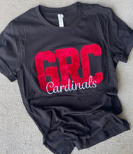 Load image into Gallery viewer, Personalized school Initials and Mascot, Trendy teacher tee, Adult, Youth, Toddler, Cardinals velour, School spirit, Mascot t shirt