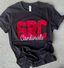 Load image into Gallery viewer, Personalized school Initials and Mascot, Trendy teacher tee, Adult, Youth, Toddler, Cardinals velour, School spirit, Mascot t shirt