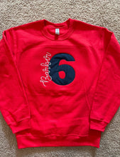Load image into Gallery viewer, Custom Sports number shirt, Mom number shirt, soccer mom shirt, football mom shirt, personalized mom shirt, custom team shirt, last name