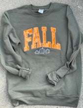 Load image into Gallery viewer, Fall embroidered sweatshirt| Pumpkin| Orange Velour | Applique | Crewneck | Thanksgiving, Autumn,