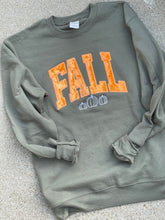 Load image into Gallery viewer, Fall embroidered sweatshirt| Pumpkin| Orange Velour | Applique | Crewneck | Thanksgiving, Autumn,