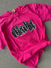Load image into Gallery viewer, Embroidered Mama Shirt, Leopard Mama Shirt, Mother's Day Shirt, Mother's Day Gift, Mom Shirt, Black Leopard Mom Tee, Hot Pink, Applique