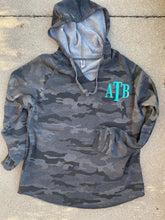 Load image into Gallery viewer, Womens Monogrammed curved hem sweatshirt| Hi Low Sweatshirt| Hooded sweatshirt| Women’s  monogram sweatshirt| Casual monogram sweatshirt|