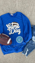 Load image into Gallery viewer, Gameday Football Chenille patch sweatshirt, Choose your team colors, College football, trendy, school sweatshirt, custom team colors