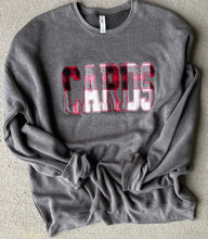 Load image into Gallery viewer, Cardinals sweatshirt, Adult, Youth, Toddler CARDS, sweatshirt, sweatshirt, Applique, Cardinals, Clark County,