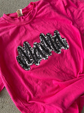 Load image into Gallery viewer, Embroidered Mama Shirt, Leopard Mama Shirt, Mother's Day Shirt, Mother's Day Gift, Mom Shirt, Black Leopard Mom Tee, Hot Pink, Applique