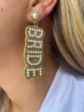 Load image into Gallery viewer, Bride earrings, Beachelorette party earrings, Bridal gift, Bead earrings, Wedding party beaded earrings for bride