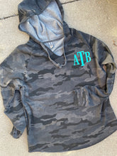 Load image into Gallery viewer, Womens Monogrammed curved hem sweatshirt| Hi Low Sweatshirt| Hooded sweatshirt| Women’s  monogram sweatshirt| Casual monogram sweatshirt|