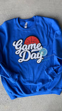 Load image into Gallery viewer, Gameday Basketball Chenille patch sweatshirt, Choose your team colors, College basketball, trendy, school sweatshirt, custom team colors