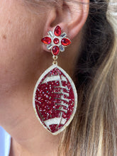 Load image into Gallery viewer, Crimson and white game day earrings, Football earrings, Student gift,football earrings, College game day jewelry, Gifts for grads, Alabama,