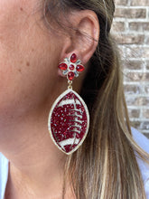 Load image into Gallery viewer, Crimson and white game day earrings, Football earrings, Student gift,football earrings, College game day jewelry, Gifts for grads, Alabama,