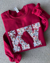 Load image into Gallery viewer, Crewneck State Sweatshirt, Custom ANY state, Adult youth toddler Kentucky sweatshirt, floral, Ky shirt, Fall crewneck, Autumn, Cozy