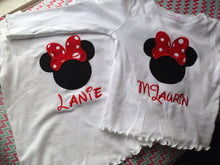 Load image into Gallery viewer, Minnie Mouse embroidered shirt or bodysuit, Minnie Mouse applique shirt, disney personalized shirt