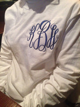 Load image into Gallery viewer, Monogrammed t shirt, short sleeve, long sleeve, crewneck Embroidered monogram shirt, Personalized shirt, Monogram shirt