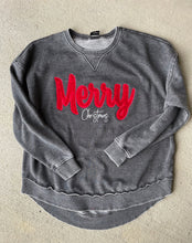 Load image into Gallery viewer, Merry Sweatshirt- Merry Christmas, Velvet, Womens, Applique, Christmas shirt, Christmas sweatshirt, Round hem sweatshirt, Cozy, HI- Low
