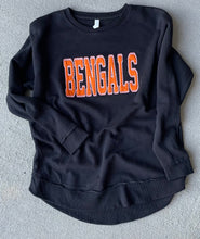 Load image into Gallery viewer, Bengals sweatshirt | Bengals sweatshirt | Embroidered sweater | Game Day| Hi low sweatshirt | Oversized| Sequin mascot shirt