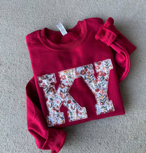Load image into Gallery viewer, Crewneck State Sweatshirt, Custom ANY state, Adult youth toddler Kentucky sweatshirt, floral, Ky shirt, Fall crewneck, Autumn, Cozy