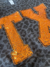 Load image into Gallery viewer, Texas sequin leopard shirt, Adult, Youth, Toddler, Black Leopard t shirt, Texas shirt, TX shirt, glitter, Sparkle, Texas shirt
