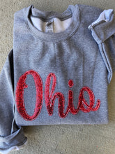 Load image into Gallery viewer, Ohio Sweatshirt | Sequins| Ohio State sweatshirt| OH sweatshirt | sparkle| Adult Toddler Youth Kids | Embroidered