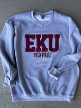 Load image into Gallery viewer, Custom letter shirt, EKU, Embroidered Sweatshirt, womens gift, college shirt, alma mater, KY shirt, sweatshirt